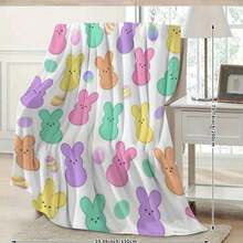 1 Piece Easter Bunny Print Flannel Blanket - Soft, Cozy, And Lightweight, Multi-Colored Design With Colorful Easter Eggs And Bunnies - Perfect For Holiday Gifts, Sofa Or Bed Decoration - Available In Various Sizes, Holiday Blanket |   Playful Pattern |   Soft Texture, Easter, Soft Flannel Blanket - Various Sizes, Cozy Comfort - 混色 - 查看 5