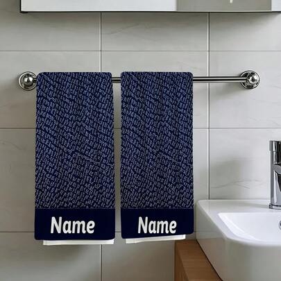 2/4/6/8/10/12PCS [Navy Blue Towels] Navy Blue Microfiber Towels With White Sparkling Dots - Customizable Name Towels, Absorbent & Quick-Dry, Perfect For Bathroom, Kitchen, Or Travel Essentials - Ideal Gift For Anniversaries, Birthdays, And More, Bathroom Towels|Customizable Towels|Absorbent Towels, Super Absorbent Kitchen Towels, Cleaning Cloths, Soft & Durable, Machine Washable, Multi-Functional Holiday Decor, Birthday Present For Family & Friends, Outdoor Party Supplies, Suitable For Cooking, Baking, Bathroom, Dining Table Decoration - Perfect Home Decor Choice. Kitchen Decor, Kitchen Cleaning, Holiday Party Decoration, Kitchen & Bathroom Essentials,  Housewarming Gift. Suitable For Valentines, Christmas Day, Halloween, Thanksgiving Day, Easter Day, Mother'S Day, Father'S Day, Back To School Season