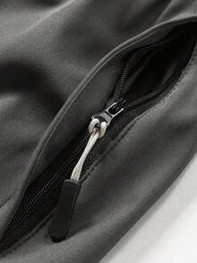 男士休闲工装短裤，简约时尚抽绳直筒百慕大短裤 - 深灰色 - 查看 6