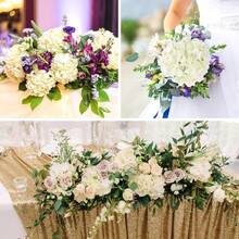 50pcs Realistic Artificial Hydrangea Flowers With Stems - Bulk Fake Flowers For Wedding, Baby Shower, Home & Party Decor - Multi-Color (White/Orange/Blue/Dreamy Purple/Champagne/Pink) - Durable Reusable Bouquets, Easy To Arrange - trắng - Xem 5