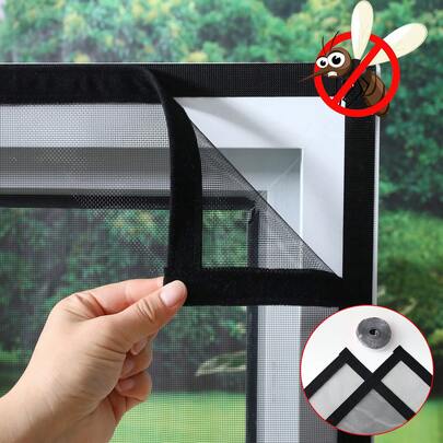 1pc Black Self-Adhesive Anti-Mosquito Mesh Net, DIY Window Curtain Screen For Home Use