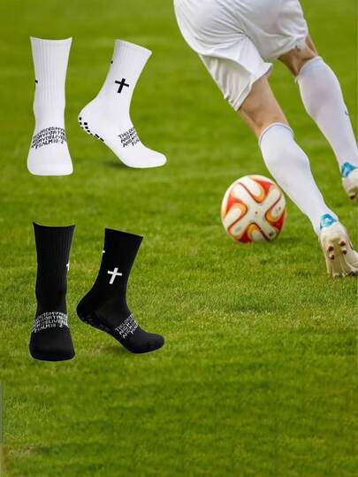 1/2/3/6 pares de nuevos calcetines deportivos de fútbol/fútbol con diseño de cruz, calcetines acolchados de rizo grueso hasta el tobillo antideslizantes para hombres y mujeres, entrenamiento profesional y partido