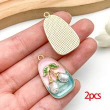 2/5pcs Elegant Cherry Enamel Charms Cute Cherry Necklaces Pendants Earrings Charms For Jewelry Making Bracelets Necklaces Earrings Keychains DIY Crafts - Multicolor - View 9