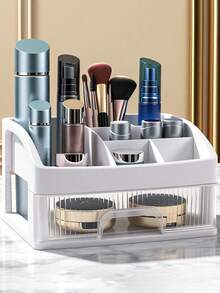 1-4层大容量抽屉式化妆品收纳盒，塑料化妆品收纳盒，口红盒，办公用品收纳盒，珠宝盒，适用于浴室、卧室等场所，大容量 - 白色 - 查看 14