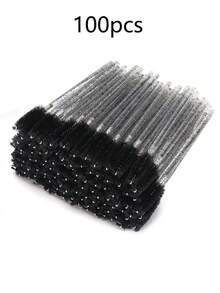 300/100/50/1 Disposable Eye Black Stick, Crystal Eyebrow Bobbin Brush For Extending Eyelashes, Black Mascara Brush - Multicolor - View 9