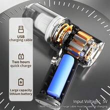Mini Wireless Vacuum Cleaner With Strong Suction – Multifunctional Rechargeable Dust Remover For Computer, Home & Car Cleaning - không dây - Xem 7