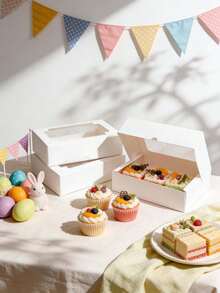 10/20pcs Transparent Window Bread/Donut/Candy/Macaron Snack Boxes, Dessert Gift Packaging Boxes Suitable For Easter, Holidays, Birthdays, Parties - View 6