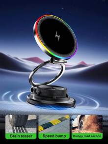 15W真空吸盘磁吸式无线充电器车载手机支架，360度旋转，兼容智能手机 - K8 - 查看 4