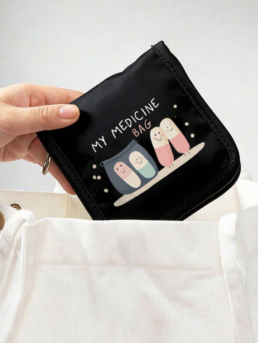 Portable Medicine Bag With Letters "Medicine Bag", With Wrist Strap, Compact Pill Organizer ,Travel - Friendly Medication Storage For Daily/Outdoor/Travel, Essential For Health - Conscious & On - The - Go Users, Must - Have Medical Accessory,Multi Functional Fabric Small Medicine Bag, Portable And Portable Medical Emergency Kit, Outdoor Travel Medicine Bag, Dormitory Emergency Medicine Storage Bag - Multicolor - View 1
