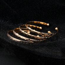 4件套简约INS风心形、花朵、茄子图案手镯套装，女士礼物 - 金黃色 - 查看 3