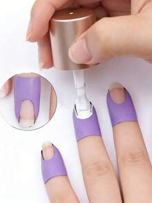 Bộ 100/50/30/10 chiếc, 10 chiếc miếng bảo vệ sơn móng tay hình chữ U, lớp sơn lót móng tay, miếng bảo vệ sơn gel (thích hợp cho ngón tay), dùng để ép nhiệt in ấn giúp ngăn ngừa lem sơn móng tay, phụ kiện làm móng, dụng cụ làm móng, mùa tựu trường, làm móng, thích hợp cho việc dập khuôn móng. - Màu tím - Xem 2