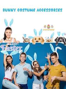 2pcs Cute Easter Bunny Ear Headband Prop, Rabbit Headband For Easter Party Decoration, Home, Birthday Gift - Multicolor - View 4
