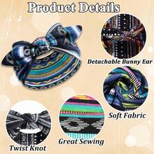 1件装女士发带，波西米亚风发带，宽头巾，围巾，发带，非洲条纹头巾，时尚发带，防滑发带，蝴蝶结发带，涤纶材质 - 彩色 - 查看 2