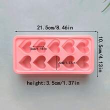 10-Cavity Reusable Silicone Heart-Shaped Ice Cube Tray - For Making Cocktails, Smoothies And Frozen Desserts - Multicolor - View 10
