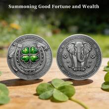 1pc Gold Lucky 777 & 888 Coin Set, Four-Leaf Clover, Horseshoe & Elephant Auspicious Symbols, Collectible Wealth-Attracting & Prosperity Gift - one-size - View 10