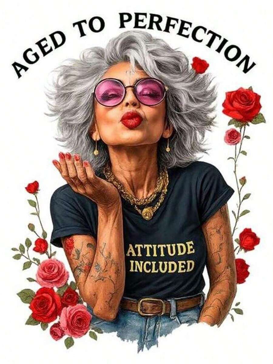 1pc/2pcs/3pcs Fashionable Grandma Floral Heat Transfer Stickers, Suitable For DIY T-Shirts, Jeans, Pillows, Backpacks, Hats And Sofa Covers, Waterproof, Fade-Resistant, Durable, Washable Plastic Stickers, Fun Patterns, Textile Decoration, Clothing Embellishment, Crafting Hobbyists - L - View 1