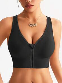 1pc Women's Yoga Sexy Backless Criss-Cross Hollow-Out Sports Bra Camisole With Chest Pads, Can Be Worn Outerwear - Black - View 3