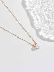 1件时尚创意珍珠兔子项链，优雅百搭的高端颈链，适合女士宴会、派对、节日和日常佩戴 - 項鍊 - 查看 5