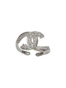 优雅法式水钻字母开口戒指，奢华百搭闪亮独特设计指节戒指 - 開口戒指 - 查看 8