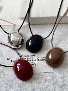 1件时尚百搭长款串珠蜡绳项链，网红同款卫衣链，优雅锁骨链 - 吊墜項鍊 - 查看 2