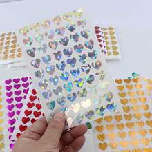 60 Stücke lasergeschnittene Herz Aufkleber Rolle - perfekt für Geschenkverpackung, Belohnungen, Büromaterial, 13mm holografische Herz Aufkleber für Kinder, Studenten, Valentinstag - A - Übersicht 2