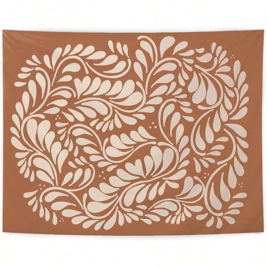 Luvadian Boho Floral Fall Tapestry Talavera Mexican Decor Abstract Brown Flower Aesthetic Wall Hanging Mid Century Modern Wall Art Blanket For Home Bedroom Living Room Office Decor 50x60 Inch - 1PC - 查看 1