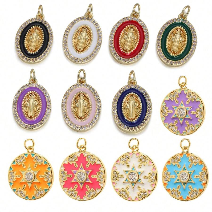 1pc Copper Human Figurine, Hexagram Pendant DIY Bracelet Necklace Anklet Charm, Suitable For Easter, Christmas, Adult Gifts - Multicolor - View 1