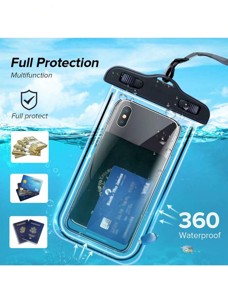 IPX8 Waterproof Phone Pouch With Lanyard, Universal Underwater Dry Bag For Beach & Pool - Multicolor - View 1