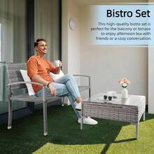 Outdoor Bench Rattan Garden Park Bench Loveseat For Patio,Yard,Front Porch,320kg Capacity,Weatherproof - Grey - View 7