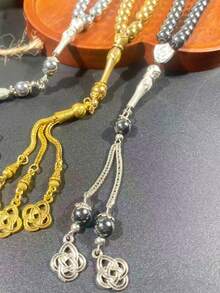 33 Beads 8mm Black Agate Rosary Bracelet, Arabic Style, Middle Eastern Design - Multicolor - View 2