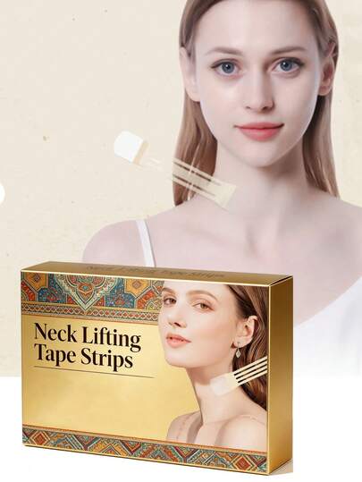 Cinta invisible para levantar el cuello, cinta instantánea para levantar y firmar el cuello, mejora las líneas y arrugas del cuello, de alta elasticidad y transpirable, levantamiento invisible y reutilizable, a prueba de agua, para usar antes del maquillaje (2 tiras + 10 parches)