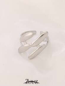 1pc Vintage Stainless Steel Ring For Women Smooth Geometry Open Ring Jewelry Gifts Suitable For Women Wear - Ring - View 4