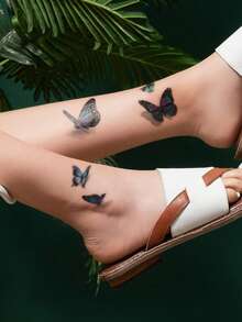 2pcs Small Floral Arm Tattoos - Realistic 3D Butterfly Pattern Y2K Temporary Fake Tattoos, DIY For Anime Convention, Carnival, Music Festival, Valentine's Day, Party Holiday Gifts, Suitable For Wrist, Ankle, Shoulder, Neck, Collarbone, Waterproof Lifelike Tattoo Stickers - Multicolor - View 3