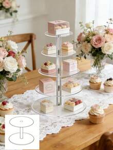 Multi-Tier Acrylic Cake Display Stand, Dessert Food Holder For Wedding, Birthday Party - Clear - View 2
