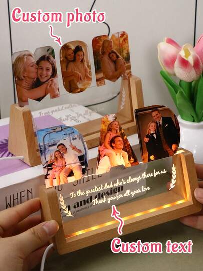 Đèn ngủ khung ảnh tùy chỉnh, khung ảnh LED cá nhân hóa với chữ viết dành cho bố, mẹ và cặp đôi, đèn ảnh acrylic tùy chỉnh để trang trí phòng ngủ và bàn làm việc, ánh sáng ấm áp dịu nhẹ bên cạnh giường, quà tặng sinh nhật, kỷ niệm, Ngày của Cha có thể tùy chỉnh, vật trang trí nhà cửa lãng mạn lưu giữ kỷ niệm gia đình.