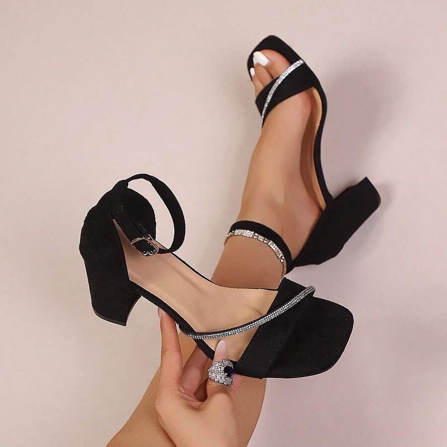 2026夏季新款百搭时尚仙女风单带优雅中高粗跟凉鞋