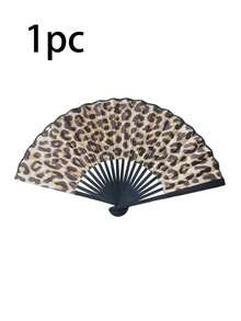 Elegant Leopard Print Folding Fan With Black Frame, Suitable For Party, Beach, Dance, Outdoor, Wedding, Daily Use, Lightweight And Portable For Women, Ideal Birthday Gift And Home Decor, Commencement, Congrats Grad, Portable Tools, Summer Essentials, Summer Portable - One Size - View 14
