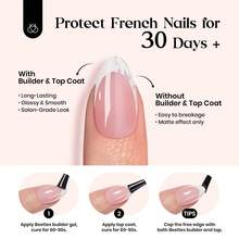 Beetles French Tips Press On Nails: 150 Pcs Pink Short Square Press On Nails Fake Nail Tips - 150 Pcs Pink Short Square - 查看 5