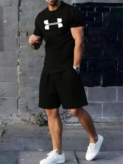 Hombre002y006 Conjunto Casual de Camiseta y Pantalón para Hombre: Estilo Urbano Versátil, Cómodo Diario Tela suave y transpirable, sin calor excesivo. Ideal para salidas, reuniones y actividades al aire libre. Diseño minimalista, corte ajustado para todo tipo de cuerpo.