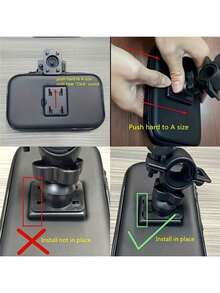 通用摩托车手机支架，带防水防雨罩，360°旋转车把安装，适用于所有L/XL尺寸的手机 - 彩色 - 查看 9