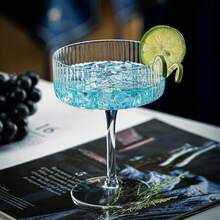 6pcs Vintage Ripple Cocktail Glasses, 10oz Unbreakable Champagne Coupe Glasses With Handles, Ripple Cocktail Glass Set For Wedding Birthday Party Bar - View 4