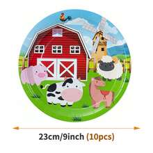 Set Peralatan Makan Sekali Pakai Happy Farm untuk 10 Tamu, Termasuk Piring Kertas, Serbet, dan Gelas, Cocok untuk Ulang Tahun, Pernikahan, Pesta, dan Piknik Keluarga. - Gaya 1 - View 8