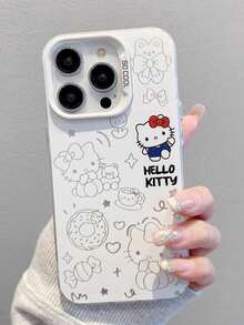 SANRIO 1 chiếc ốp lưng điện thoại hình mèo hoạt hình màu trắng, kiểu dáng tối giản dễ thương, chất liệu TPU, phù hợp với 11/12/13/14/15/16/17/PROMAX. - trắng - Xem 4