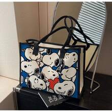 SNOOPY 1个可爱卡通心形帆布手提袋，完美礼物，感恩节家庭出游手提包，返校用品，文具，花生收藏家理想礼物 - 彩色 - 查看 5