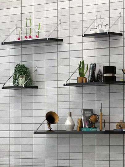 1pc [With Hook] Wall Mounted No Drill Storage Rack For Crafts, Spices, And Miscellaneous Items In Multiple Sizes