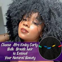 Tóc giả bện ombre 12 inch, kiểu Afro Kinky, bện khối lớn, màu nâu sẫm, tóc nối móc xoăn. - Nhiều màu - Xem 5