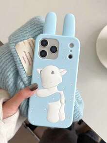 Cute Cartoon Light Blue Star Hugging Sheep Silicone Phone Case Compatible With Iphone 17 Pro Max, 16, 14, 14 Pro Max, 15 Pro Max, Couple Case - Baby Blue - View 8