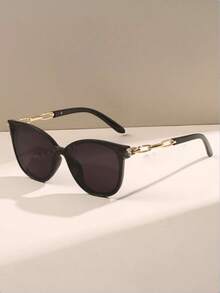 1副新款椭圆形猫眼框时尚眼镜，高品质简约眼镜，适合旅行、度假、休闲、派对等场合。 - 灰色 - 查看 4