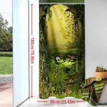 1pc Magic Forest Shower Curtain, Made Of Polyester, Waterproof, Non-Blackout, Suitable For Home And Bathroom Decor, Comes With 12 Hooks - A - View 6