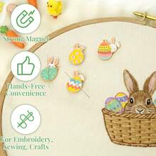 GIURKUU 1 Set (4pcs) Easter Needle Holders, Rabbit & Egg Shaped Magnetic Needle Minders For Embroidery & Sewing Needle Organization - A - View 5